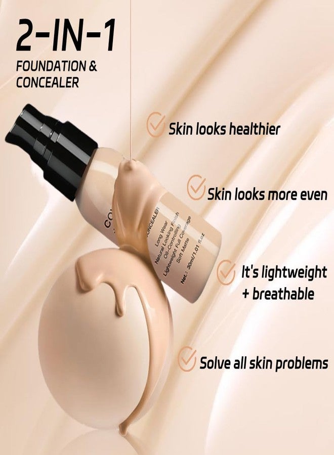 QIDSTERS 2 in 1 Foundation Concealer, Lightweight Creamy Long Lasting Face Makeup for Combination Oily Skin, Conceals Dark Circles Under Eyes Dark Spots and Blemishes, Vegan Cruelty-Free, Cappuccino - Image 4